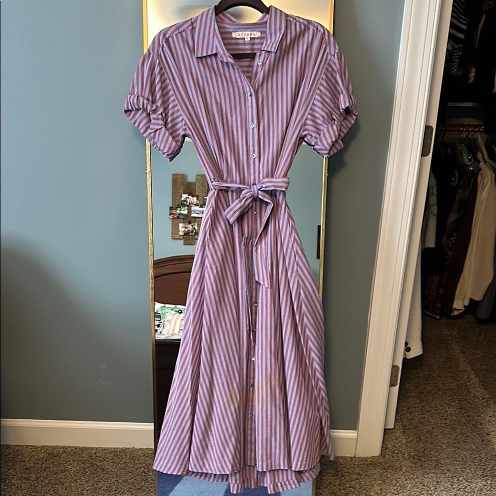 Xirena Purple and RedButtoned Tie Front Dress